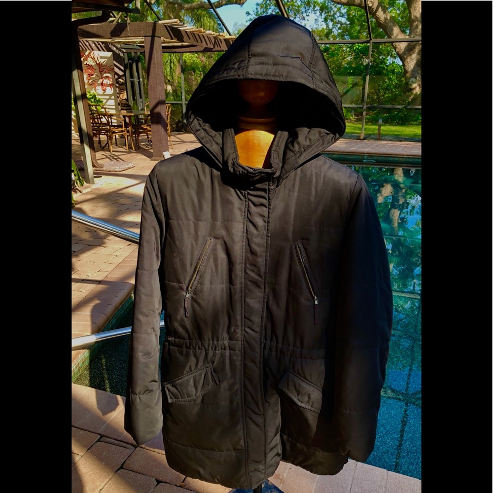 Ann Taylor Loft Hooded Black Utility Jacket